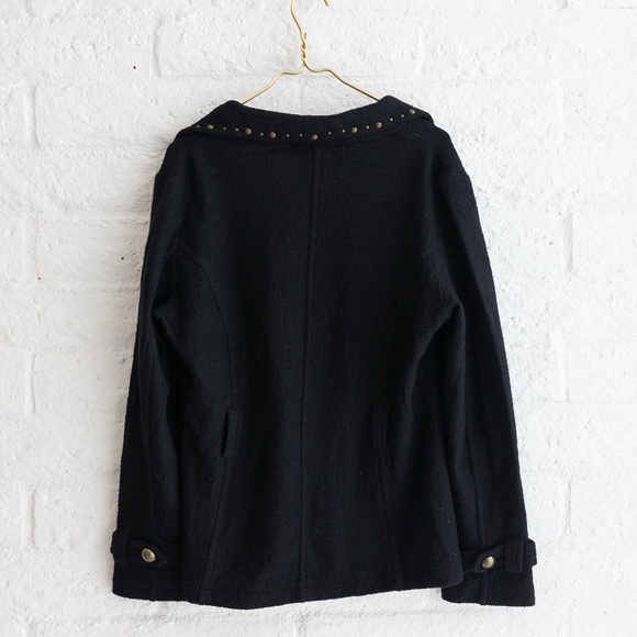 A. Giannetti Black 100% Wool Jacket with Gold Studded Accents - Women’s L - Picture 8 of 11